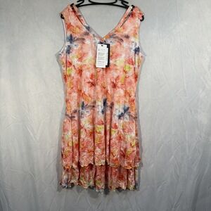 Carine Darcy Dress Sumner Sleeveless Rayon Blend Summer Dress Hibiscus New XL